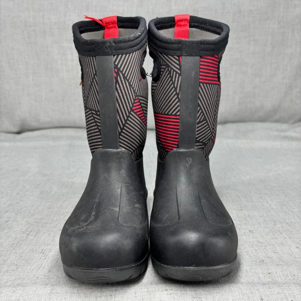 Bogs Kids Neo-Classic Geo Waterproof Winter Boots Black Red Grey Size 10